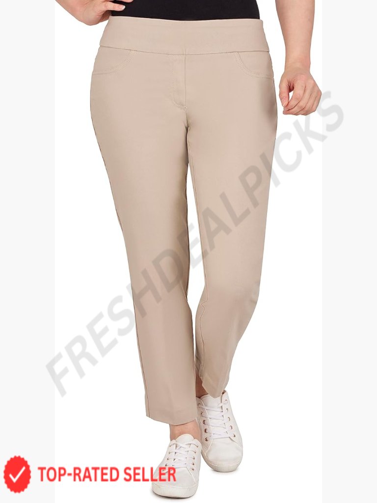 Extra Stretch Comfort Fit Denim Pants Slimming Contoured Waistband Tapered Leg